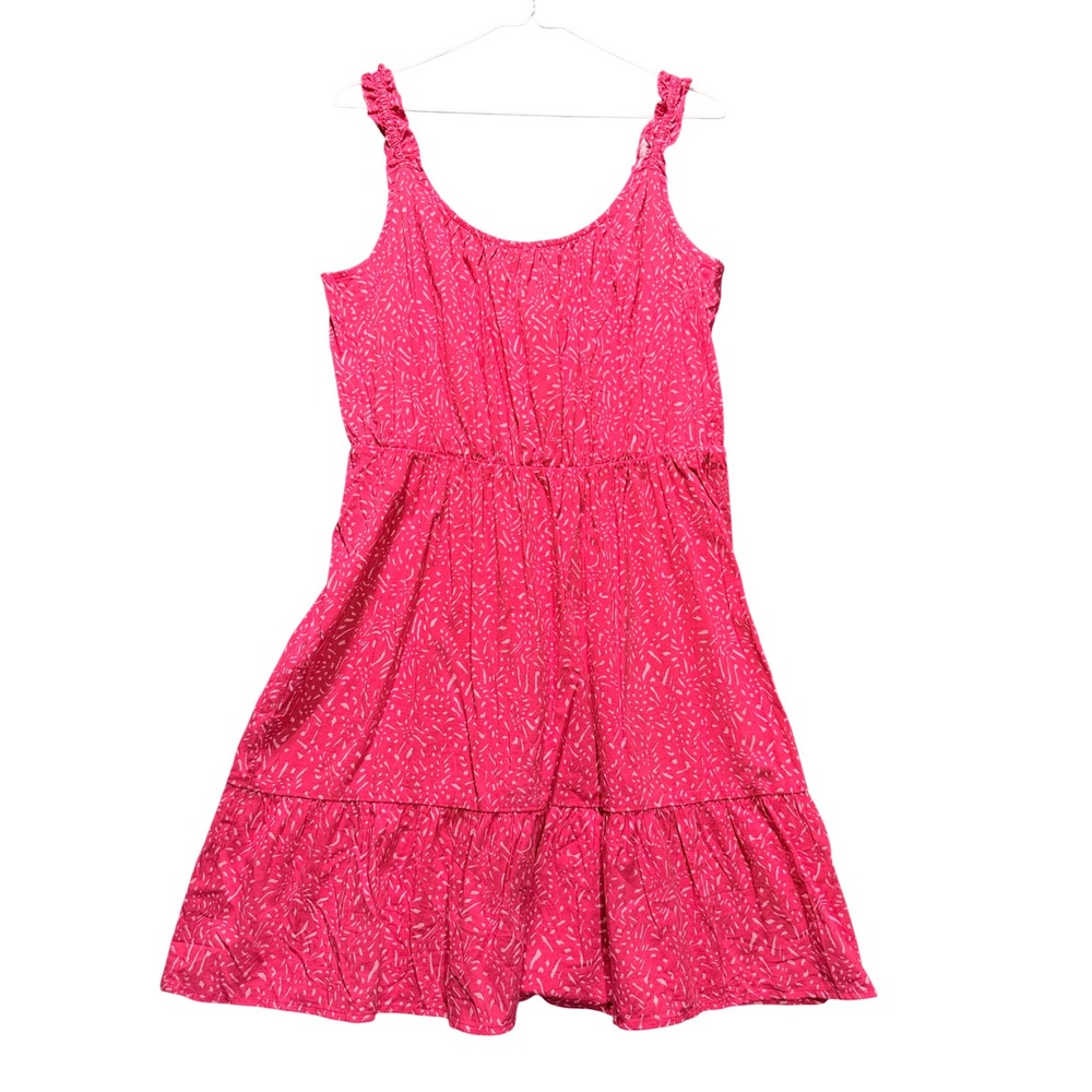 Banana Republic Ruffle Strap Dress Women Medium Pink Abstract Sleeveless Mini